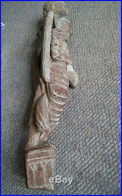 Antique Hand Carved Jain Wood Indian Statue India Middle Eastern 24 Wall