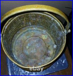 Antique Hand Made Middle Eastern Copper Tripod Handled Bucket Pot Signed See Pic