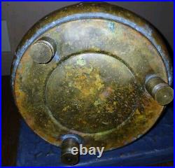 Antique Hand Made Middle Eastern Copper Tripod Handled Bucket Pot Signed See Pic