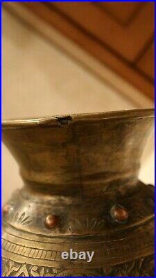 Antique Handmade Museum huge Islamic Arabic Kashan Brass Pitcher JAR