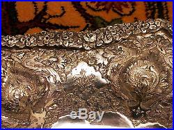 Antique Handmade Persian Esfahan Silver Octagonal Dish