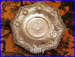 Antique Handmade Persian Silver Octagonal Dish