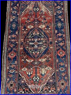 Antique Handmade Wool Rug Unique Middle Eastern Design Bold Colors 3'6 x 6'3