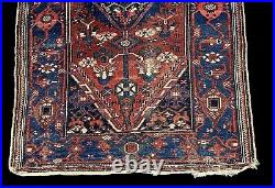 Antique Handmade Wool Rug Unique Middle Eastern Design Bold Colors 3'6 x 6'3