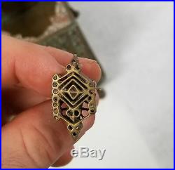 Antique Heavy Brass Bronze Jewelry Casket Lockbox Indian Turkish Persian Islamic