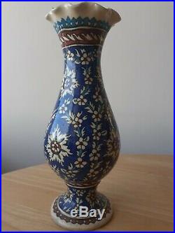 Antique IZNIK blue Vase Pottery Ottoman Turkish Mughal Persian islamic