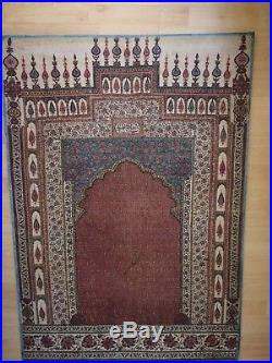 Antique Indian Machilipatnam Silk Kalamkari Wall Prayer Panel