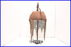 Antique Indo Persian Kula Khud Helmet Etched Detailing Mughal Islamic Vtg