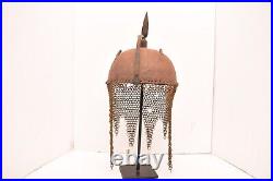 Antique Indo Persian Kula Khud Helmet Etched Detailing Mughal Islamic Vtg