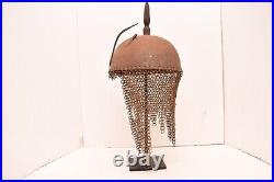 Antique Indo Persian Kula Khud Helmet Etched Detailing Mughal Islamic Vtg