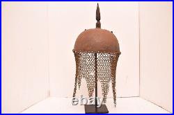 Antique Indo Persian Kula Khud Helmet Etched Detailing Mughal Islamic Vtg