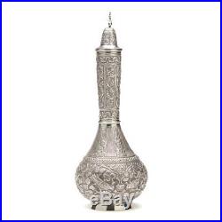 Antique Indo-middle Eastern Silver Rose Water Bottle C. 1900