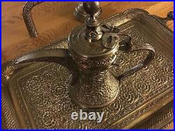 Antique Islamic 19th Century Large Solid Silver Arabic Coffee Set Dallah 4.4 KG