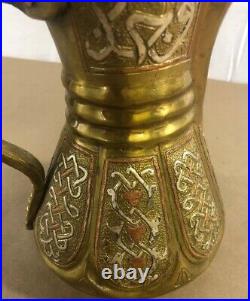 Antique Islamic Arabic Oman Persian Brass Coffee Pot Dallah Unique C13