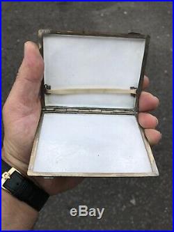 Antique Islamic Arabic Tuorkish Enamel Solid Silver Cigarette Case Or Box