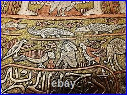 Antique Islamic Damascus Mamluk Persian Silver Copper Inlaid Brass Adam/eve Tray