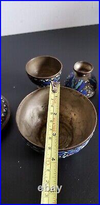 Antique Islamic Damascus Tea set copper Enamel hand made