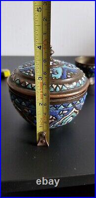 Antique Islamic Damascus Tea set copper Enamel hand made