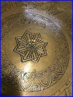Antique Islamic Folding Side Table With Brass Tray Top