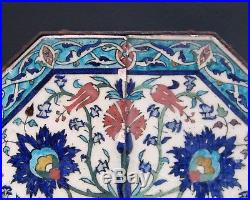 Antique Islamic Hexagon Pottery Tile Panel Iznik Kutahya