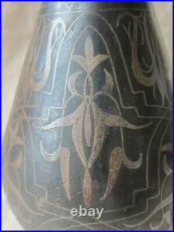 Antique Islamic Indo-Persian, iron with silver koftgari vase