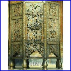 Antique Islamic Koran Table Quran Mamluk coffe Copper Pierced Brass Inlay silver