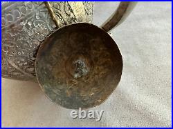 Antique Islamic Middle East Detailed Engraved Decorative Metal Tea Pot/Lid