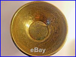 Antique Islamic Middle Eastern Brass Chased Engraved Inscribed Prayer Bowl X 2