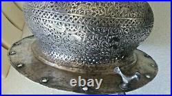 Antique Islamic / Middle Eastern Silver On Copper Mosque Style Hanging Light