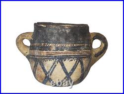 Antique Islamic Moroccan Berber Pottery A Mamluk Style Handled Vase / Bowl