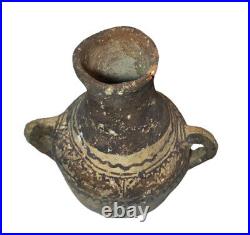 Antique Islamic Moroccan Berber Pottery A Mamluk Style Handled Vase / Pitcher