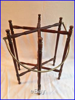 Antique Islamic Morroccan Egyptian Copper & Wooden Tray Table & Legs