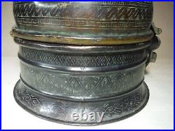 Antique Islamic Mughal Engraved Paan Daan Betel Nut Dome Bronze Box Handmade