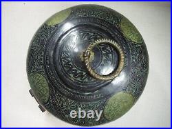 Antique Islamic Mughal Engraved Paan Daan Betel Nut Dome Bronze Box Handmade