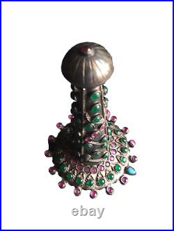 Antique, Islamic, Old Indo-Persian Mughal Seal, Emeralds and Rubies, 19th Century