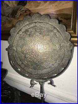 Antique Islamic Ottoman Calligraphy Gilded Mirror Mughal Hat Armer Darvish Axe