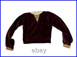 Antique Islamic Ottoman Embroidered Jacket Red Velvet Gold Women's Mintan