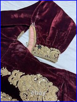 Antique Islamic Ottoman Embroidered Jacket Red Velvet Gold Women's Mintan