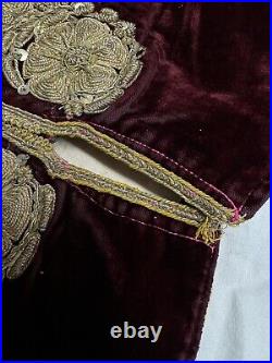 Antique Islamic Ottoman Embroidered Jacket Red Velvet Gold Women's Mintan