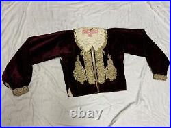 Antique Islamic Ottoman Embroidered Jacket Red Velvet Gold Women's Mintan