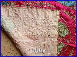 Antique Islamic Ottoman Embroidery Tapestry Wall Hanger Tughra Bullion Sword Old