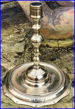 Antique Islamic/Persian/Arabic Brass Wide Base Candlestick. Possibly 17th C