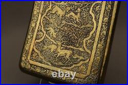 Antique Islamic Persian Carved Brass Cigarette Case