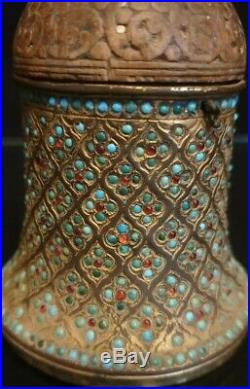 Antique Islamic Persian Hindu Hukka Moghul Period Real Rubies Turkuoise museum's