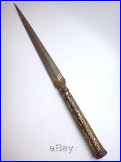 Antique Islamic Persian Ottoman lance head damascened with gold 16th Century