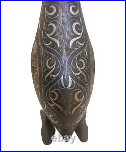 Antique Islamic Persian Qajar Period Patinated Steel Bird Figurine Large 28 Inch