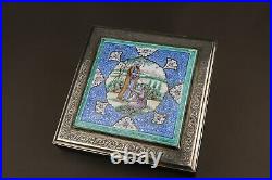 Antique Islamic Persian Silver and Enamel Box Case