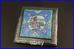 Antique Islamic Persian Silver and Enamel Box Case