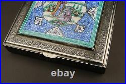 Antique Islamic Persian Silver and Enamel Box Case