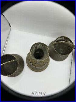 Antique Islamic Persian Three Brass Vases With Beautiful Detailed Etched